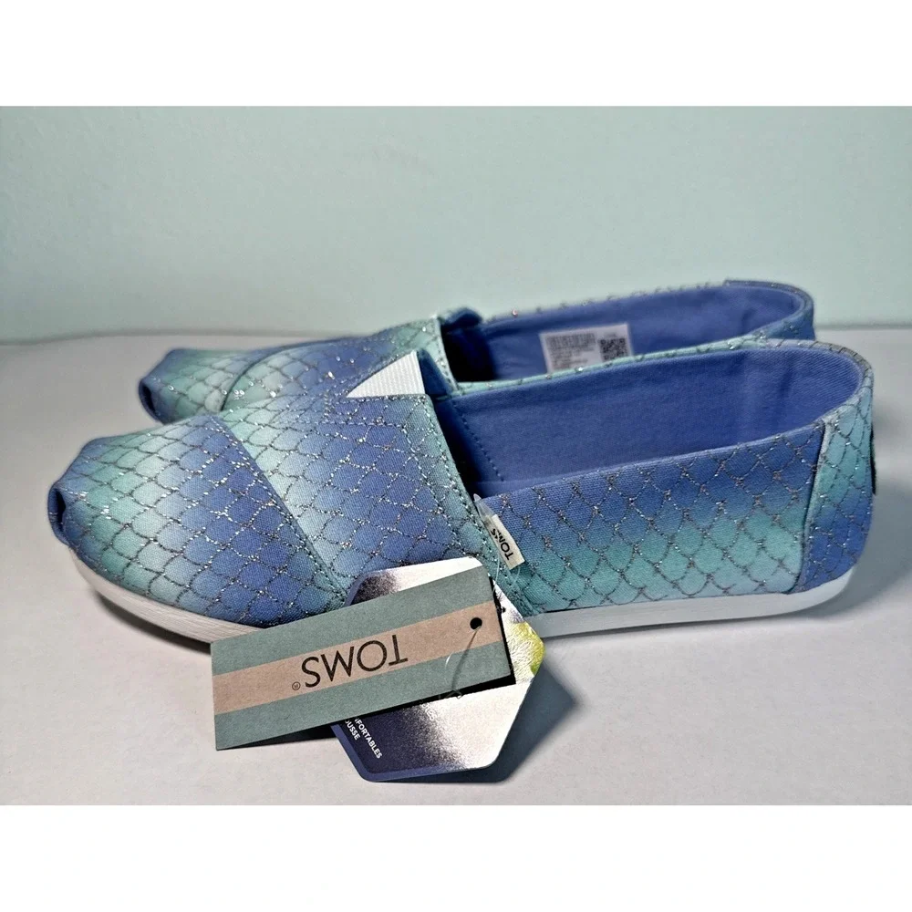 TOMS Multi‎ Iridescent Scales Mermaid Print Womens 6.5 Youth 5.5 NEW